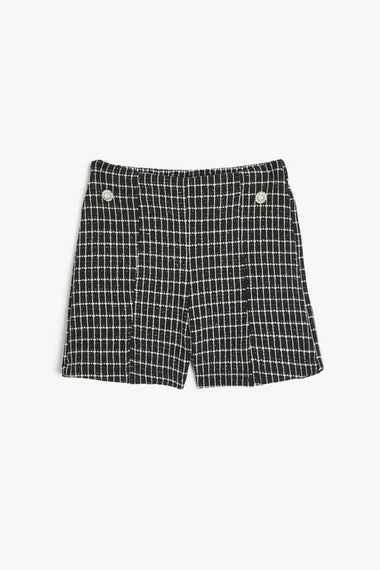 Koton Kız Çocuk Düğme Detaylı Ekoseli Şort - fotoğraf 1