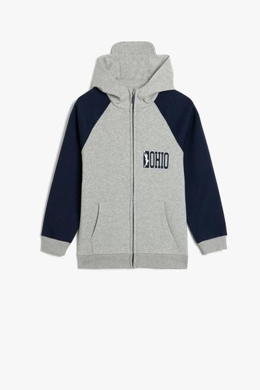Koton Erkek Çocuk Oversize Fermuarlı Kapşonlu Sweatshirt Fermuarlı Basketbol Baskılı - fotoğraf 1