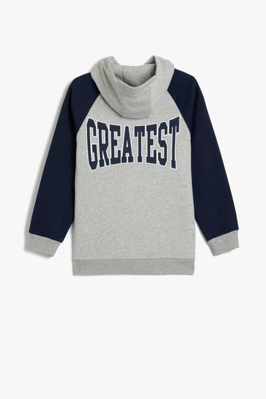 Koton Erkek Çocuk Oversize Fermuarlı Kapşonlu Sweatshirt Fermuarlı Basketbol Baskılı - fotoğraf 2