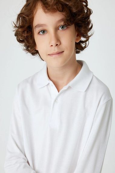 Koton Erkek Çocuk Polo Yaka Basic Tişört Uzun Kollu Pamuklu - fotoğraf 2