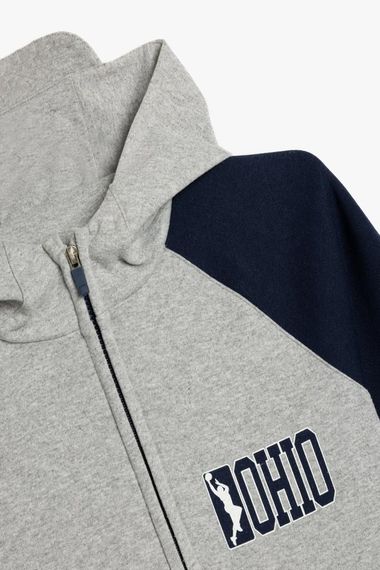 Koton Erkek Çocuk Oversize Fermuarlı Kapşonlu Sweatshirt Fermuarlı Basketbol Baskılı - fotoğraf 3