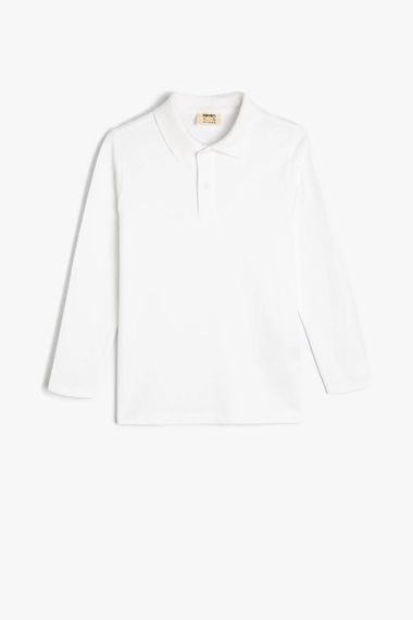 Koton Erkek Çocuk Polo Yaka Basic Tişört Uzun Kollu Pamuklu - fotoğraf 3