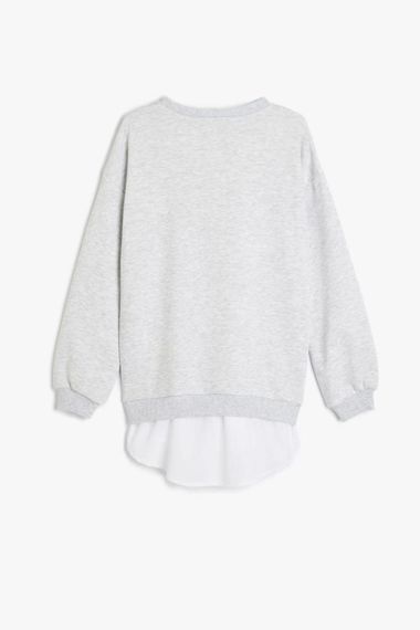 Koton Kız Çocuk Slogan Baskılı Bisiklet Yaka Uzun Kollu Oversize Sweatshirt - fotoğraf 2