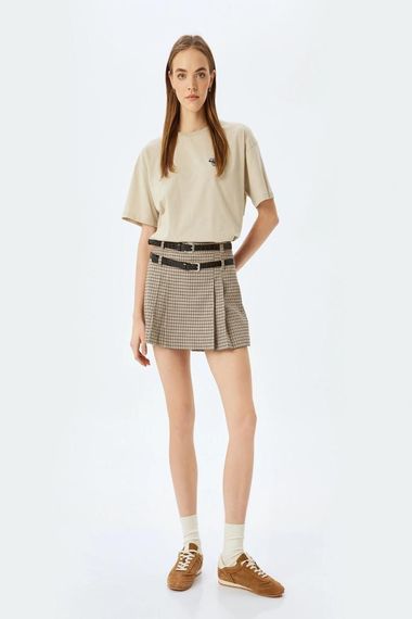 Koton Koala İşlemeli Kısa Kollu Bisiklet Yaka Oversize Tişört - fotoğraf 1