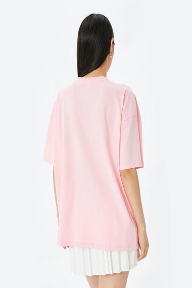 Koton Slogan Baskılı Oversize Bisiklet Yaka Kısa Kollu Tişört - photo 4