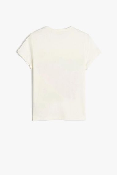 Koton Kız Çocuk Tişört Kısa Kollu Kedi Baskılı Bisiklet Yaka Pamuklu - fotoğraf 2