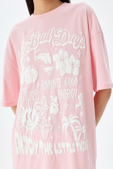 Koton Slogan Baskılı Oversize Bisiklet Yaka Kısa Kollu Tişört - photo 5