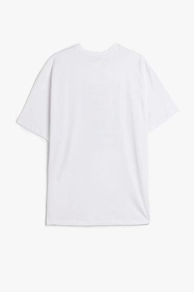 Koton Kısa Kollu Bisiklet Yaka Pamuklu Yengeç Baskılı Oversize Kadın Tişört - صورة 2