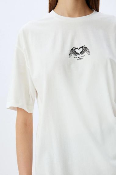 Koton Oversize Arkası Baskılı Sloganlı Bisiklet Yaka Kısa Kollu Tişört - photo 5