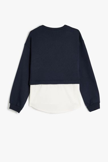 Koton Kız Çocuk Sweatshirt London Şehir Baskılı Bisiklet Yaka Gömlek Etek Ucu Detaylı Şardonlu - photo 4