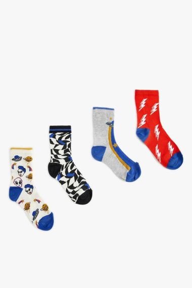 Koton Erkek Çocuk 4'lü Çorap Seti Baskılı Çok Renkli - fotoğraf 2