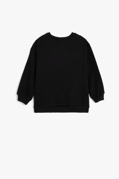 Свитшот для дівчаток Koton з новорічним принтом, довгі рукави, бавовняний, чорний, безпечний для дітей - фото 2