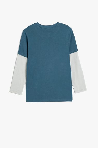 Футболка для хлопчиків Koton з принтом наспису, довгими рукавами, круглим вирізом, 100% бавовна, стильна та комфортна - фото 2