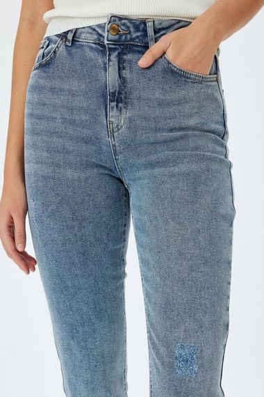 Джинсы Koton с нормальной талией и прямыми штанинами, индиго, идеальны для повседневной носки, 98% хлопка, вместительные карманы - фото 5