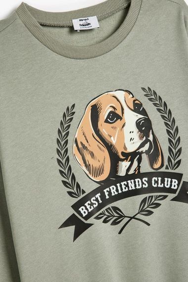 Koton Erkek Çocuk Oversize Sweatshirt Köpek Baskılı Bisiklet Yaka Uzun Kollu Pamuklu - photo 3