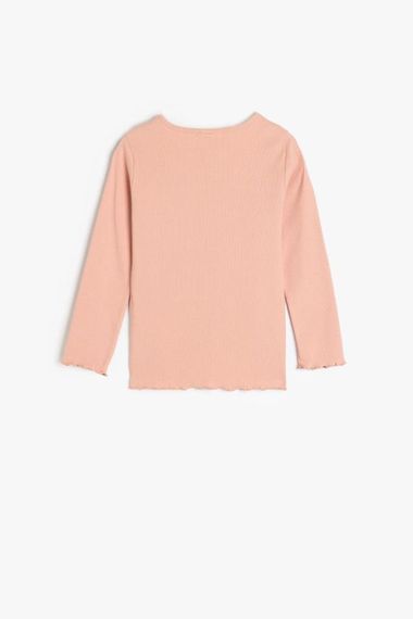 Koton Kız Bebek Pamuklu Bisiklet Yaka Uzun Kollu Basic Tişört - fotoğraf 2