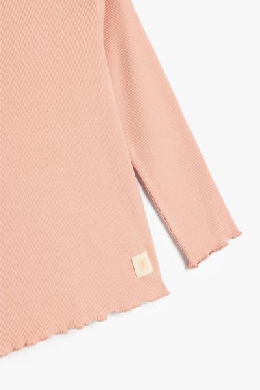 Koton Kız Bebek Pamuklu Bisiklet Yaka Uzun Kollu Basic Tişört - fotoğraf 3