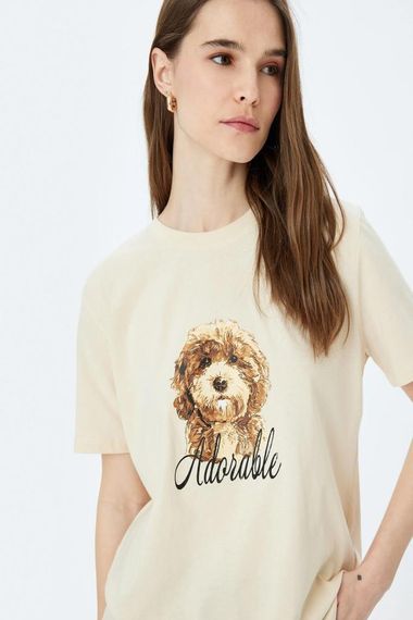 Koton Köpek Baskılı Kısa Kollu Bisiklet Yaka Tişört - photo 2