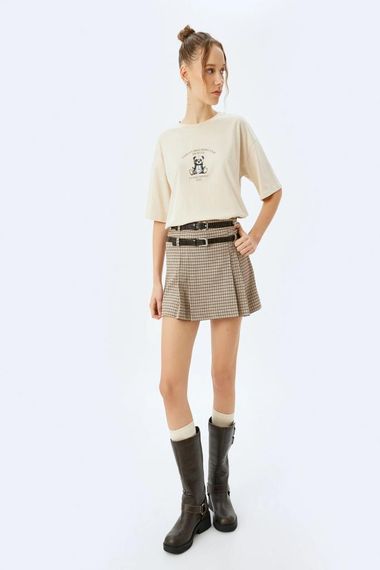 Koton Slogan Baskılı Bisiklet Yaka Kısa Kollu Oversize Tişört - photo 1