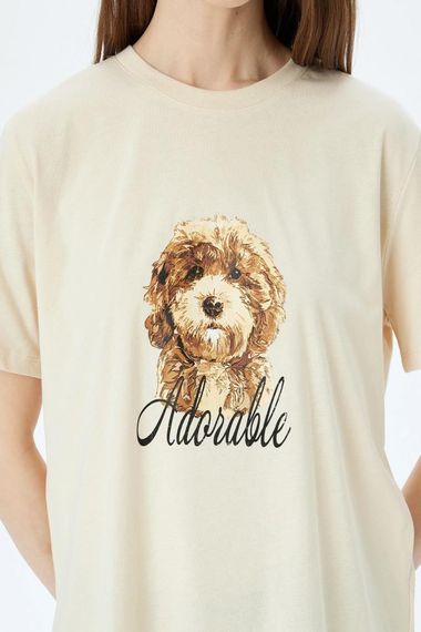 Koton Köpek Baskılı Kısa Kollu Bisiklet Yaka Tişört - photo 5