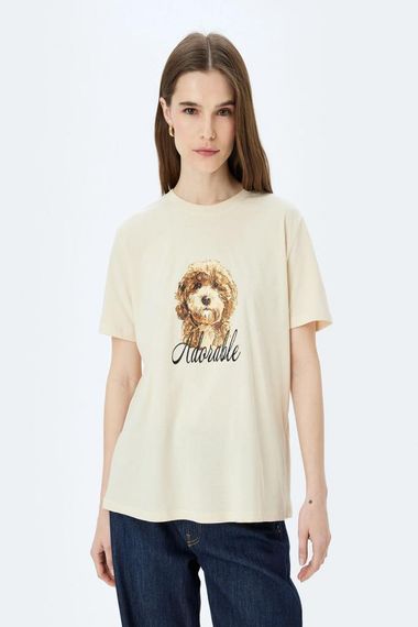 Koton Köpek Baskılı Kısa Kollu Bisiklet Yaka Tişört - photo 3