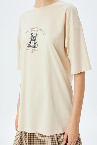 Koton Slogan Baskılı Bisiklet Yaka Kısa Kollu Oversize Tişört - photo 5