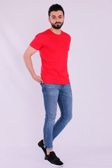 Red Basic Short Sleeve Men's Slim Fit Tshirt - photo 2