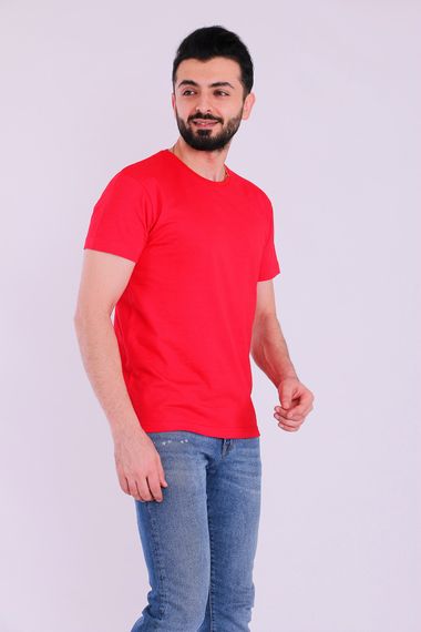 Red Basic Short Sleeve Men's Slim Fit Tshirt - photo 3