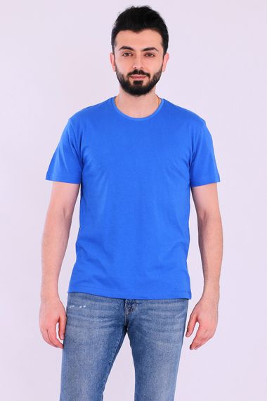 Blue Basic Short Sleeve Men's Slim Fit Tshirt - photo 1