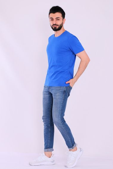 Blue Basic Short Sleeve Men's Slim Fit Tshirt - photo 2