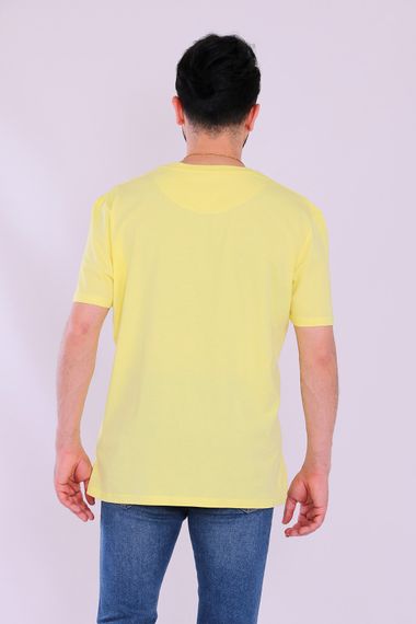 Yellow Navy Blue Atatürk signature Short Sleeve Men's Slim Fit Tshirt