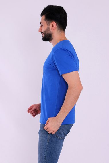 Blue Basic Short Sleeve Men's Slim Fit Tshirt - photo 5