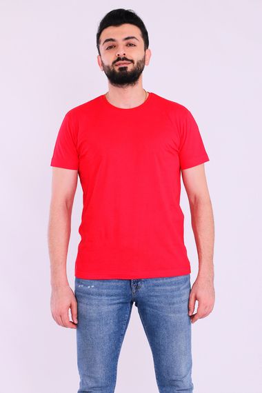 Red Basic Short Sleeve Men's Slim Fit Tshirt - photo 5