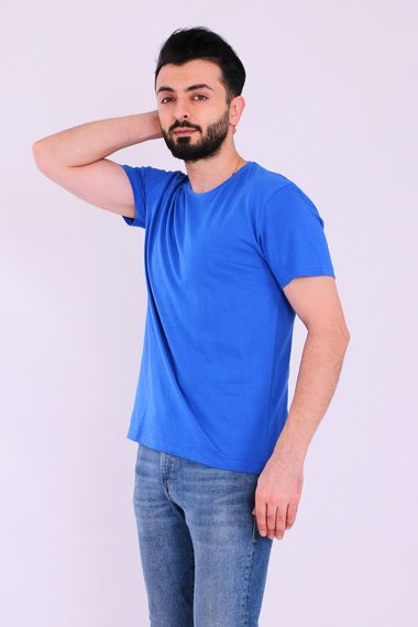 Blue Basic Short Sleeve Men's Slim Fit Tshirt - photo 4