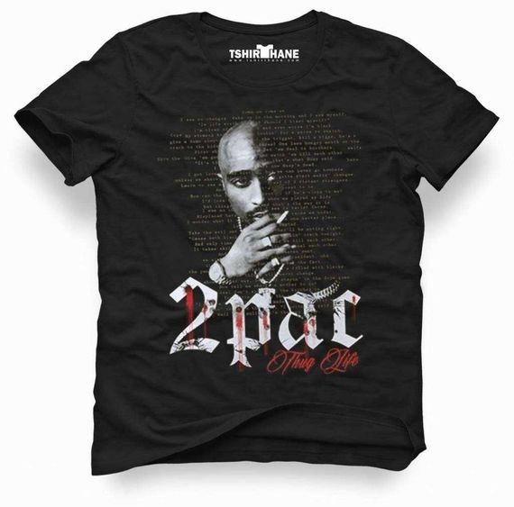 Мужская футболка Slim Fit с принтом 2pac Thug Life для хип-хопа, доступна в черном цвете, размеры от XS до 3XL