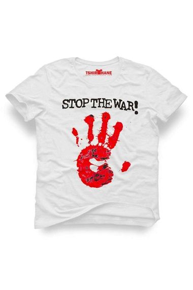 МужскаяSlim Fit футболка с принтом "Stop The War" в белом цвете