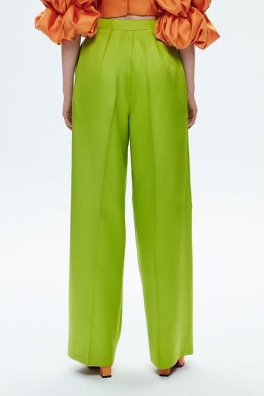 Neon Green Mert Aslan High-Waisted Wide-Leg Trousers by MAVI, 100% Polyester, Available in Sizes S, XS, L, M - photo 3