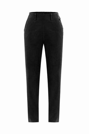 Black Elastic Waistband Button Detail Trousers with Pockets - Regular Fit Cotton Blend by MAVI in Sizes S, L, XL, XXL - photo 4