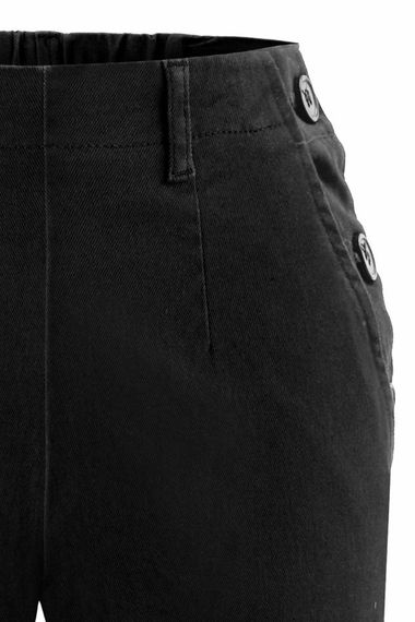 Black Elastic Waistband Button Detail Trousers with Pockets - Regular Fit Cotton Blend by MAVI in Sizes S, L, XL, XXL - photo 5