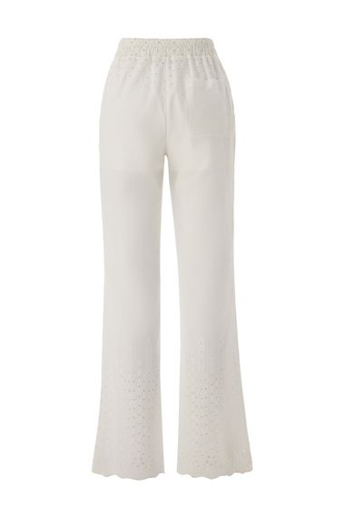 White High-Waisted Pocket Cotton Lace Pants - photo 5