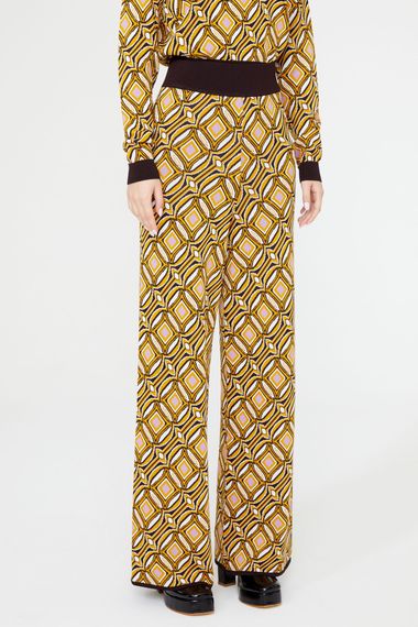 Chic Yellow Patterned Knit Trousers with High Waist and Wide Legs by MAVI, Made of 42% Rayon, 36% Polyamide, and 22% Fluffy Fabric - photo 3