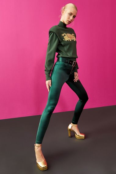 Green Belted High-Waisted Leggings with Stretch Fabric by MAVI in Sizes XS, M, L, XL - photo 2