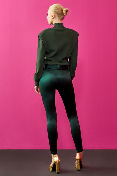 Green Belted High-Waisted Leggings with Stretch Fabric by MAVI in Sizes XS, M, L, XL - photo 3