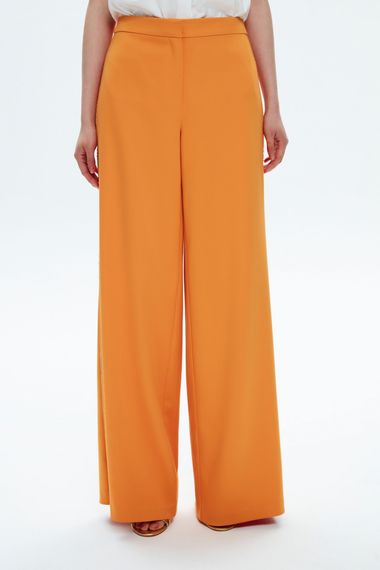 Orange Mert Aslan Embellished Wide Leg Trousers for Women, 100% Polyester, Stylish Comfort, Available in Sizes XS to XL - photo 1