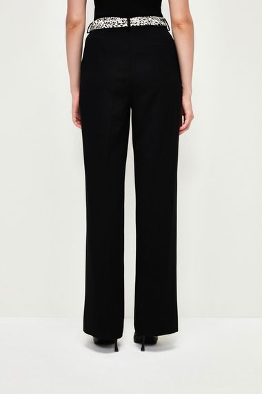 Black Wide-Leg Trousers with Side Pockets and Belted Waist, Eco-Friendly Fabric, Business Style, Available in Multiple Sizes - photo 3