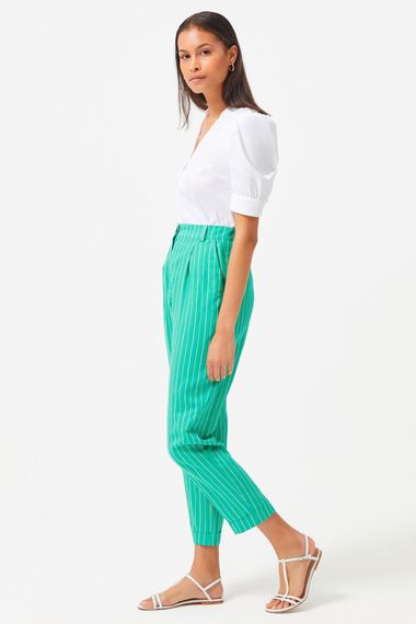 Striped Emerald Double Pleated Trousers in Regular Fit with Zip Closure, Casual Style, Soft Fabric Blend by MAVI, Available in Various Sizes - photo 2