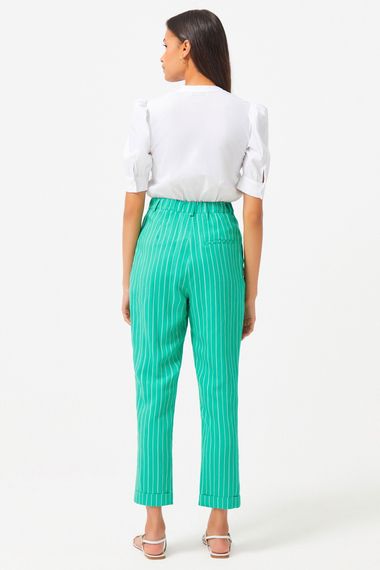 Striped Emerald Double Pleated Trousers in Regular Fit with Zip Closure, Casual Style, Soft Fabric Blend by MAVI, Available in Various Sizes - photo 3