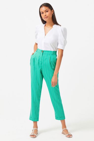 Striped Emerald Double Pleated Trousers in Regular Fit with Zip Closure, Casual Style, Soft Fabric Blend by MAVI, Available in Various Sizes - photo 4