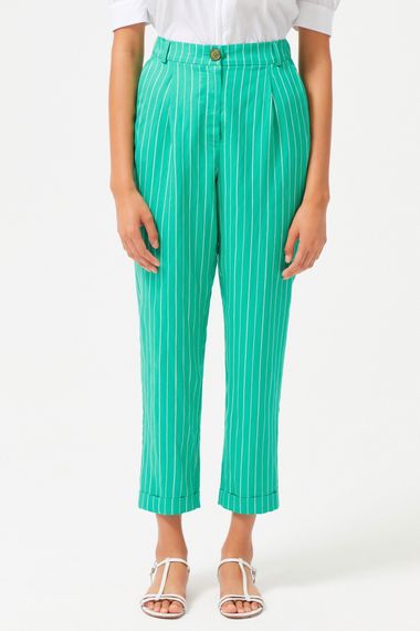 Striped Emerald Double Pleated Trousers in Regular Fit with Zip Closure, Casual Style, Soft Fabric Blend by MAVI, Available in Various Sizes - photo 5