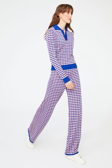 Geometric Print Wide-Leg High-Waist Knitted Trousers by MAVI in Multiple Sizes - photo 2